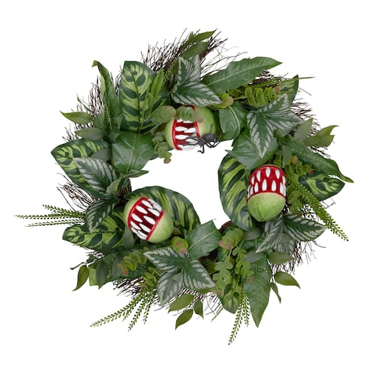 24" Venus Flytrap & Spider Wreath by Ashland®